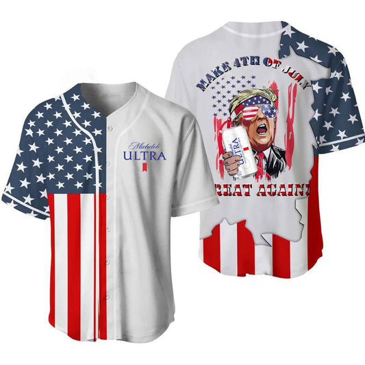 Michelob Ultra Make 4th of July Great Again Unisex Baseball Jersey for Beer Lovers