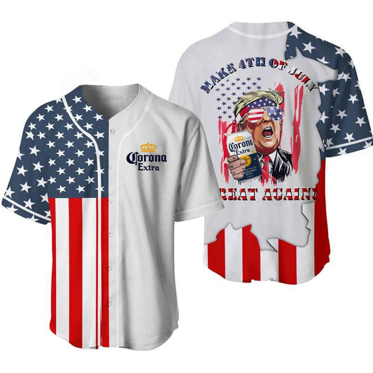 Corona Extra Make 4th of July Great Again Unisex Baseball Jersey for Beer Lovers