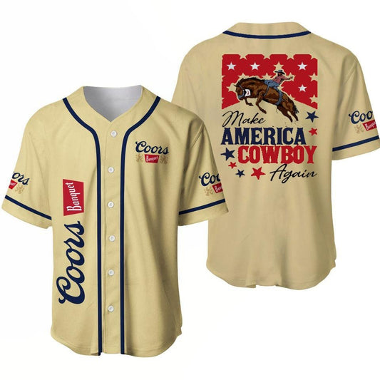 Make America Cowboy Again Coors Banquet Unisex Baseball Jersey for Beer Lovers Western Style