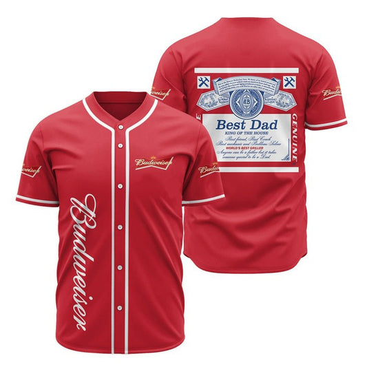 Best Dad King of the House Budweiser Unisex Baseball Jersey for Beer Lovers Father Gift