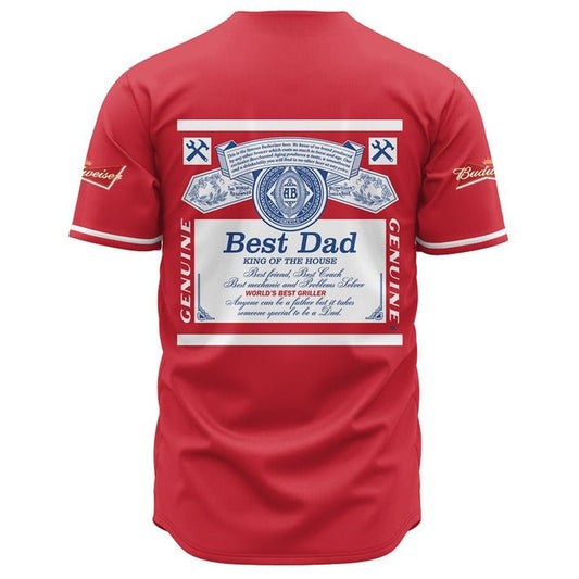 Best Dad King of the House Budweiser Unisex Baseball Jersey for Beer Lovers Father Gift