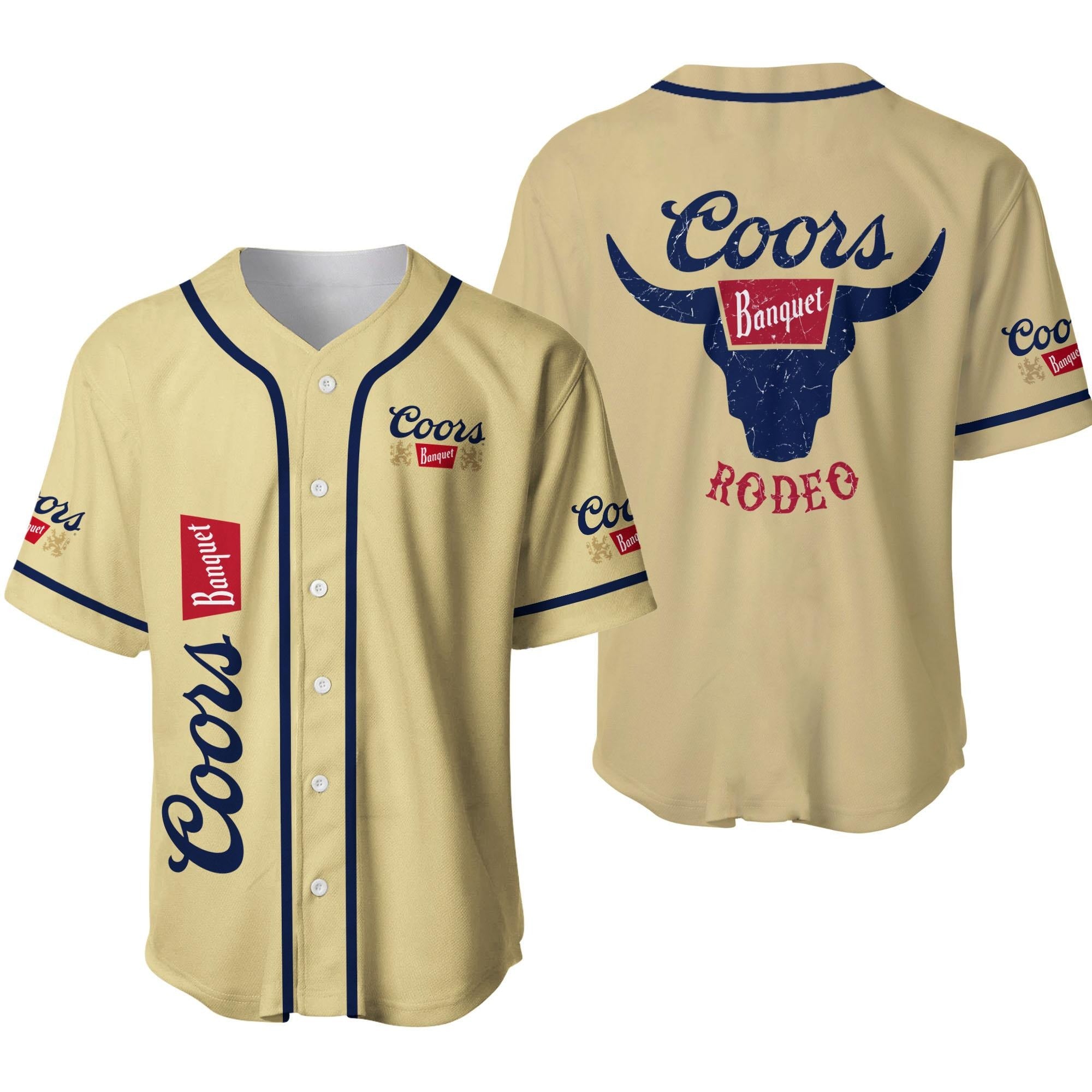 Bull Head Coors Banquet Rodeo Unisex Baseball Jersey for Beer Lovers Western Style