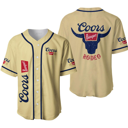 Bull Head Coors Banquet Rodeo Unisex Baseball Jersey for Beer Lovers Western Style